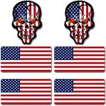 6pcs Reflective American Flag Hard Hat Stickers, Red Ops Decals for Tactical Gear, Patriotic USA Skull Flags Toolbox Helmet Labels