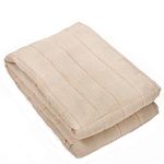 HOUSE OF CHARU Beige Striped Sherpa - Weighted/Gravity Blanket with Sherpa 50"x 75" (Beige)