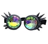 Steampunk Goggles Gothic Trippy Psychedelic Rave Glassses Cosplay Costume Prism Eyewear Festival Accessories (Navy Blue)