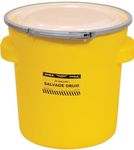 Eagle 1654 Yellow Blow-Molded HDPE Salvage Drum with Metal Ring Lever-Lock Lid, 20 Gallon Capacity, 21" Height, 21" Diameter