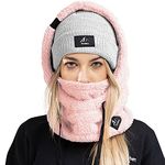 Senllen Balaclava Cold Weather Fleece Windproof Ski Mask Winter Breathable Thermal Face Mask Neck Warmer Scarf Helmet Hood Pink