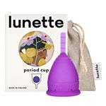 Lunette Menstrual Cup – Reusable Period Cup - BPA-Free Medical-Grade Silicone - Up to 12-Hours Comfort - Tampon Alternative Reusable for 10 Years - Made in Finland - Size 1 Violet
