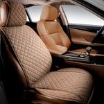 IVICY Linen Car Seat Cover for Cars - Non-Slip Soft & Breathable - Front Car Seat Protector Covers Universal Fits Most Automotive, Vans, SUVs, Trucks - 1 Unit - Brown