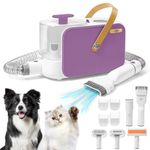 ITBABY Dog Grooming Kit, Pet Grooming Kit & Vacuum Suction 99% Pet Hair Groomer, Professional Grooming Clippers with 5 Proven Grooming Tools for Dogs Cats, (Purple)