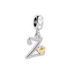 FGT Z Letter Initial Love Heart Dangle Charm fits Pandora Moments Bracelets Alphabet Name Gift Women Sister Girls Family Birthday Christmas