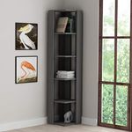 HOCUS PICUS 5 Tier Corner Bookcase with Many Colour Options - 161x34x34cm - Living Room Furniture - Easy to Assemble - Book Storage - Display Unit (Anthracite)