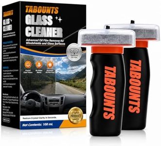 TABOUNTS Glass Emulsion Cleaner, Handheld Windshield Brush with 100 mL Windshield Oil Film Remover, Cleans Oil, Grime & Fog, Glass Emulsion & Glass Oil Film Remover (2 pack)