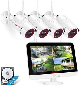 ANRAN 5MP Kit Cámara Vigilancia WiFi Exterior con 13'' Monitor LCD, 4X 5MP Cámaras IP y 8CH con 2TB HDD NVR Sistema de Videovigilancia, 24/7 Grabación, Visión Nocturna, Detección de Movimiento