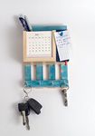 IVEI Warli Wooden Multi Utility Key Hooks with 2022 Paper Calendar, Letter Holder & Mini Blue Colour Pin Board - Unique Wall Hanging Key Stand - Calendar with Key Holder for Office, School, Home