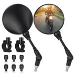 Motorcycle Mirrors Set,7/8 inches 22mm Handlebar clamps,Universal Motorbike Mirrors with Extra M8 M10 Threaded Boltsfor ATV/Scooter/Cruiser/Bike (round)