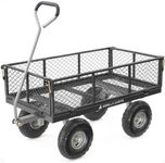 Gorilla Carts 800 Pound Capacity Heavy Duty Durable Steel Mesh Convertible Flatbed Garden Outdoor Hauling Utility Wagon Cart, Black