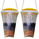 GROLF 2 Pack Fly Trap Outdoor Hanging Fly Catcher,Disposable Ranch Fly Trap Catcher Bag with Fly Bait,Fly Killer Repellent for Outdoor Garden, Farm, Horse Barn