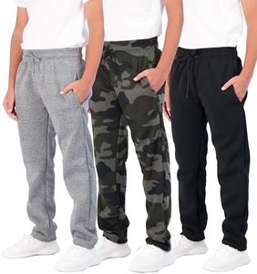 3 Pack Boys Girls Athletic Pants Sweatpants Active Kids Teen Open Bottom Fleece Youth Training Pajama Warm Performance Workout Activewear Winter Warm Sports Running Quick Dry Dri Fit- Set 5,XL(16-18)
