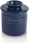 KOOV Porcelain Butter Crock, French Butter Dish, Ceramic Butter Keeper for Counter, Big Capacity, Elegant Blue Collection (Aegean)