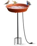 Feemiyo Heated Bird Bath for Outdoors for Winter, 75W Bird Bath Water Heater Bird Bath Deicer,Deep Bowl Thermostatic Control Weather Resistance Available with Stable Metal Pole for All Seasons Garden