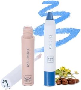 M2U NYC Under Eye Primer & (Electric Blue) Glitter Eyeshadow Stick - Crease-Proof Eyeshadow Finish - Vegan Makeup Bundle for Women