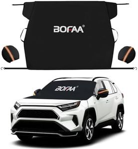 BOFAA Windshield Cover for Snow and Ice, Upgraded 400T Taffeta Fabric Car Windshield Snow Cover with Mirror Cover for Winter, Storage Bag, Theft Prevention Design. Easy Use for Car SUV CRV Truck Van