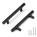 30 Pack Probrico Black Stainless Steel Kitchen Cabinet Door Handles T Bar Drawer Pulls Knobs Diameter 1/2 inch Hole Centers:3-3/4inch-6inch Length