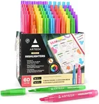 ARTEZA Highlighters Assorted Colors, Bulk Set of 60, Neon, Wide and Narrow Chisel Tip Markers, Office and School Supplies for Teachers, Students