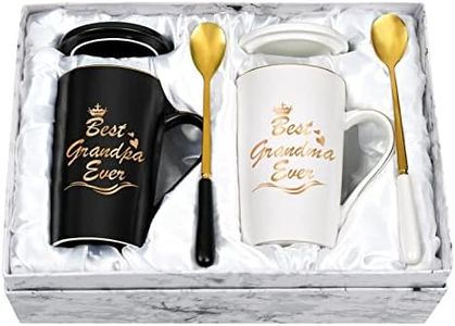Cabtnca Grandparents Gifts, Best Grandma Grandpa Ever Mug Set, Grandma Grandpa Mugs, Grandma Grandpa Gifts, Grandparents Christmas Gift, Gifts for Grandparents from Granddaughter Grandkids, 14Oz