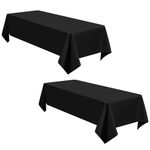 2 Pack Black Table Cloth 60 x 126 Inch Polyester Fabric Table Cloths Rectangle for 8 Ft Tables, Black TableCloths Table Cover For Wedding, Birthday, Party, Banquet Table Decoration (153X320cm)