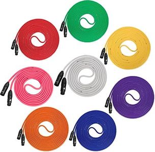 LyxPro Cable Pack 8-Pack Multi Color XLR Microphone Cables for Professional Microphones and Devices 100 Feet