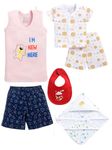 Peek A Boo Rupa Premium Clothing Gift Set for New Born Baby Boy, 0-3 Months, Pack of 5