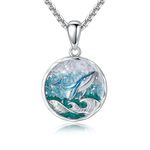 CUPENDA Whale Necklace 925 Sterling Silver Turquoise Whale Pendant Necklaces Ocean Jewelry Gifts for Women Men