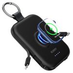 RORRY Portable for Apple Watch Charger,5000mAh iWatch Wireless Charger Power Bank with Built-in Cable,Travel Keychain Charger for Apple Watch 9/Ultra2/8/Ultra/7/6/Se/5/4/3,iPhone 15/14/13/12/11(Black)