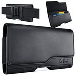 DeBin Holster for iPhone 16 16 Pro 15 15 Pro, 14, 14 Pro 13 13 Pro, 12, 12 Pro, 11 Pro Xs, 10 X, XR Cell Phone Belt Holder Case with Clip, ID Credit Card Slot Pouch (Fits Otterbox Commuter Case) Black