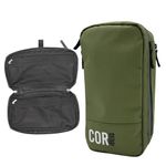 COR Surf Compact Toiletry Travel Bag Hanging, Premium Mens and Women Dopp Kit for Travel | Waterproof with 4 Separate Compartments and Waterproof Zippers (Dark Green)