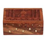 Karigar Creations Handmade Wooden Jewellery Storage Box Jewellery Organizers Taj Mahal Design Multi Purpose Box Size 6x4x2.5 inch