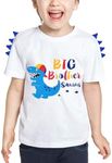 Dinosaur Big Brother Announcement T Shirt Sibling Outfits for Toddler Boys, White, 3T