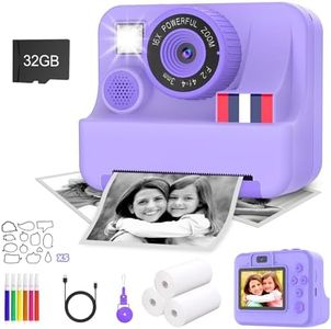 Yosfeng Instant Print Camera for Kids, Christmas Birthday Girls Gifts for Age 3 4 5 6 7 8 9 10 Year Old, 2.4 Inch Screen Kids Instant Camera Print Photo, Digital Video Cameras Toys 3-12 (Purple)