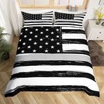 American Flag Duvet Cover United States Flag Bedding Set for Kids Boys Girls Teens Black White and Grey Comforter Cover Independence Day 3Pcs Zipper Double