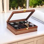 Union Artition Arts Wooden Watch Box, Storage Organizer, Watch Display Case, Jewelry Holder, Gift for Men & Women - Rosewood Crafted, 3-12 Slots, Handmade Cushions (8 slots new Desing)