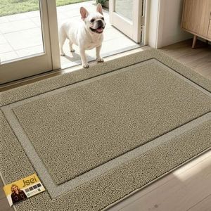 JSEI Dirt Trapper Door Mat 36" x 60", Doormat Non-Slip, Beige