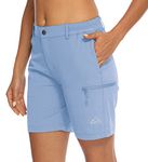 YSENTO Ladies Hiking Walking Lightweight Cargo Shorts Womens Stretch Golf Shorts Quick Dry Outdoor Summer Shorts(Baby Blue,XL)