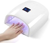 UV Led Nail Lamp Rechargeable, Cordless 66w Nail Dryers for Gel and Regular Polish, Nail Polish Curing Gel Led Dryer with 5 Timer Setting, Automatic Sensor, LCD Display, White