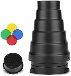 Plyisty Kit de Filtre Conique Snoot, Tube de Faisceau Lumineux de Grille en nid d'abeille Snoot, filtres Gel de Couleur 5 pièces pour Photographie Flash stroboscopique de Studio de Montage Bowens