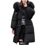 Ladies Puffer Jacket Lightweight Down Jacket Winter Mid-Lenght Puffer Coats Warm Waterproof Hooded Jackets Ladies Long Padded Coats Slim Fit Trench Coat Outwear