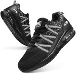 Soulsfeng Womens Air Cushion Running Shoes Lightweight Breathable Workout Tennis Walking Black Sneakers for Women Size 9