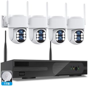 Wireless Security Camera System Outdoor: [Dual Lens WiFi6 & 10X Hybrid Zoom] Auto Tracking 4PCS 2K+2K PTZ Camera for Home Security 10CH Expandable 4K DVR CCTV Security Camera System with 1TB HDD