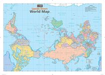 Upside Down World Wall Map - 33.25" x 23.5" Laminated