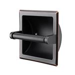 Top Taste Oil Rubbed Bronze Recessed Toilet Paper Holder , Wall Mount Toilet Paper Holder Oil Rubbed Bronze with Mounting Bracket，Heavy Duty Metal Tissue Roll Holder Bronze for Bathroom