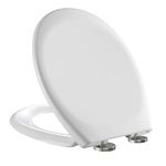 Mass Dynamic Oval Shaped Toilet Seat Soft Close White, Urea Formaldehyde Adjustable Up and Down with Quick Release Soft Close 360 Hinge(450m x 370mm)