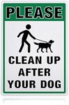GLOBLELAND Please Clean Up After Your Dog Sign, 10x14 inches 40 Mil Aluminum No Dog Poop Lawn Signs for Outdoor Use, Reflective UV Protected, Waterproof and Fade