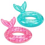 MoKo Inflatable Swimming Ring, [2 Pack] Children Cute Pool Float Tube Decorations Swim Tubes Outdoor Pool Beach Water Floats Party Supplies Kids Floaties, Rose Gold & Blue