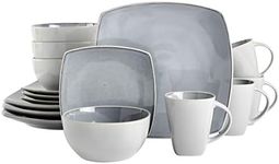 Gibson Elite Soho Lounge Reactive Glaze Stoneware Dinnerware Set, Service for 4 (16pc), Two-Tone Gray