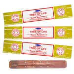 Satya Nag Champa Tree of Life Incense Sticks | x3 pack | with SAMASIA incense sticks holder | Used for Aromatherapy, Spa, Yoga, Weddings, Meditation, Healing, Positivity and Relaxation